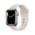 Apple Watch Series 7 GPS + Cellular, 41mm Silver Stainless Steel Case with Starlight Sport Band - Regular_1