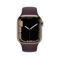 Apple Watch Series 7 GPS + Cellular, 41mm Gold Stainless Steel Case with Dark Cherry Sport Band - Regular_2