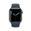 Apple Watch Series 7 GPS + Cellular, 41mm Graphite Stainless Steel Case with Abyss Blue Sport Band - Regular_2
