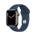 Apple Watch Series 7 GPS + Cellular, 41mm Graphite Stainless Steel Case with Abyss Blue Sport Band - Regular_1