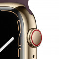 Apple Watch Series 7 GPS + Cellular, 45mm Gold Stainless Steel Case with Dark Cherry Sport Band - Regular_3