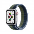 Apple Watch SE GPS + Cellular, 40mm Silver Aluminium Case with Abyss Blue/Moss Green Sport Loop_1