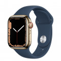 Apple Watch Series 7 GPS + Cellular, 41mm Gold Stainless Steel with Abyss Blue Sport Band - Regular_1