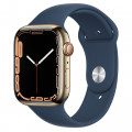 Apple Watch Series 7 GPS + Cellular, 45mm Gold Stainless Steel with Abyss Blue Sport Band - Regular_1