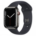Apple Watch Series 7 GPS + Cellular, 45mm Graphite Stainless Steel with Midnight Sport Band - Regular_1