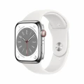 Apple Watch Series 8 GPS + Cellular 45mm Silver Stainless Steel Case with White Sport Band_1