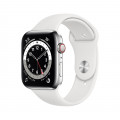 Apple Watch Series 6 GPS + Cellular, 44mm Silver Stainless Steel Case with White Sport Band_1